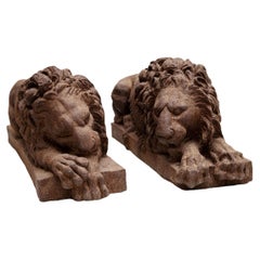 A Pair Of Mid-19th Century Chatsworth Lions 