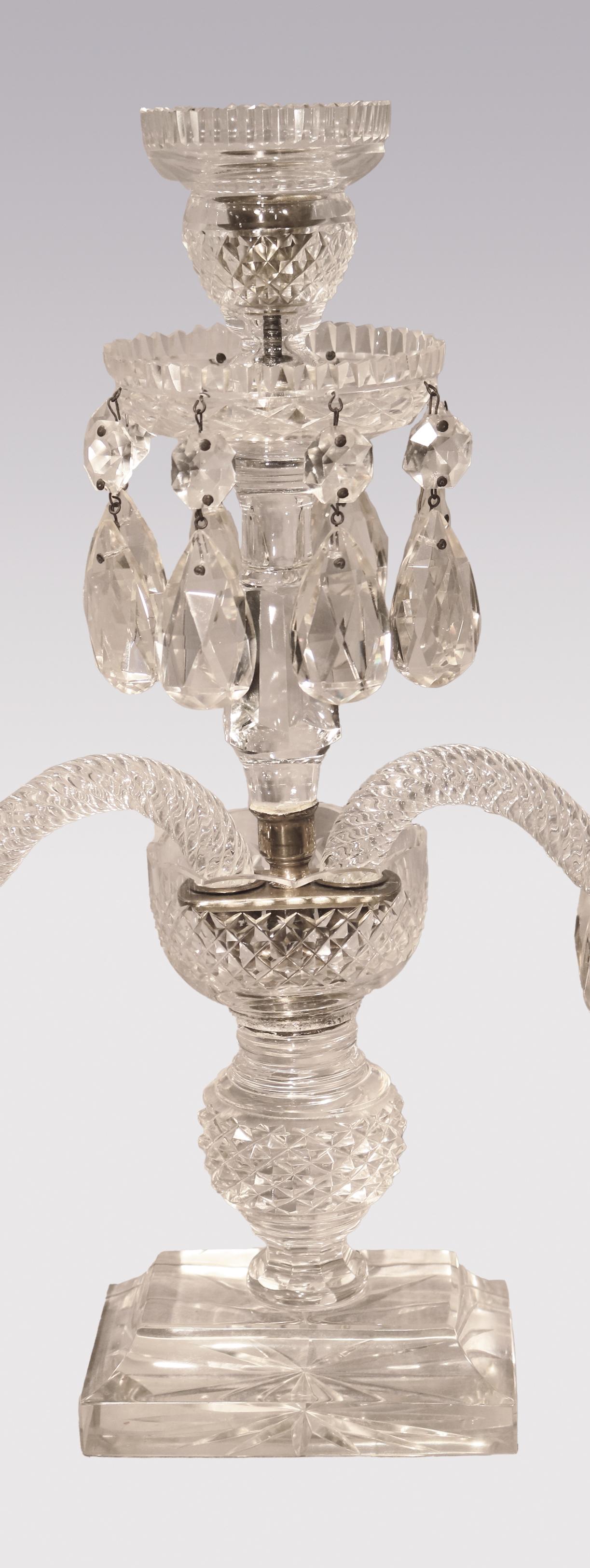 High Victorian Pair of Mid 19th Century Glass Candelabra