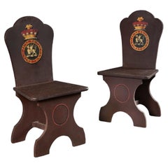 Used Pair of Mid-19th Century Painted Hall Chairs