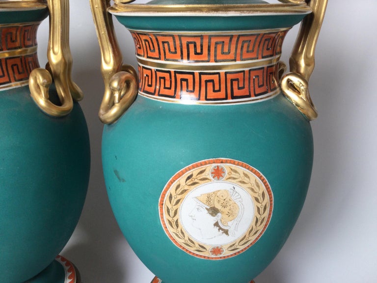 Pair of Mid 19th Century Paris Porcelain Neoclassical Lamps 2