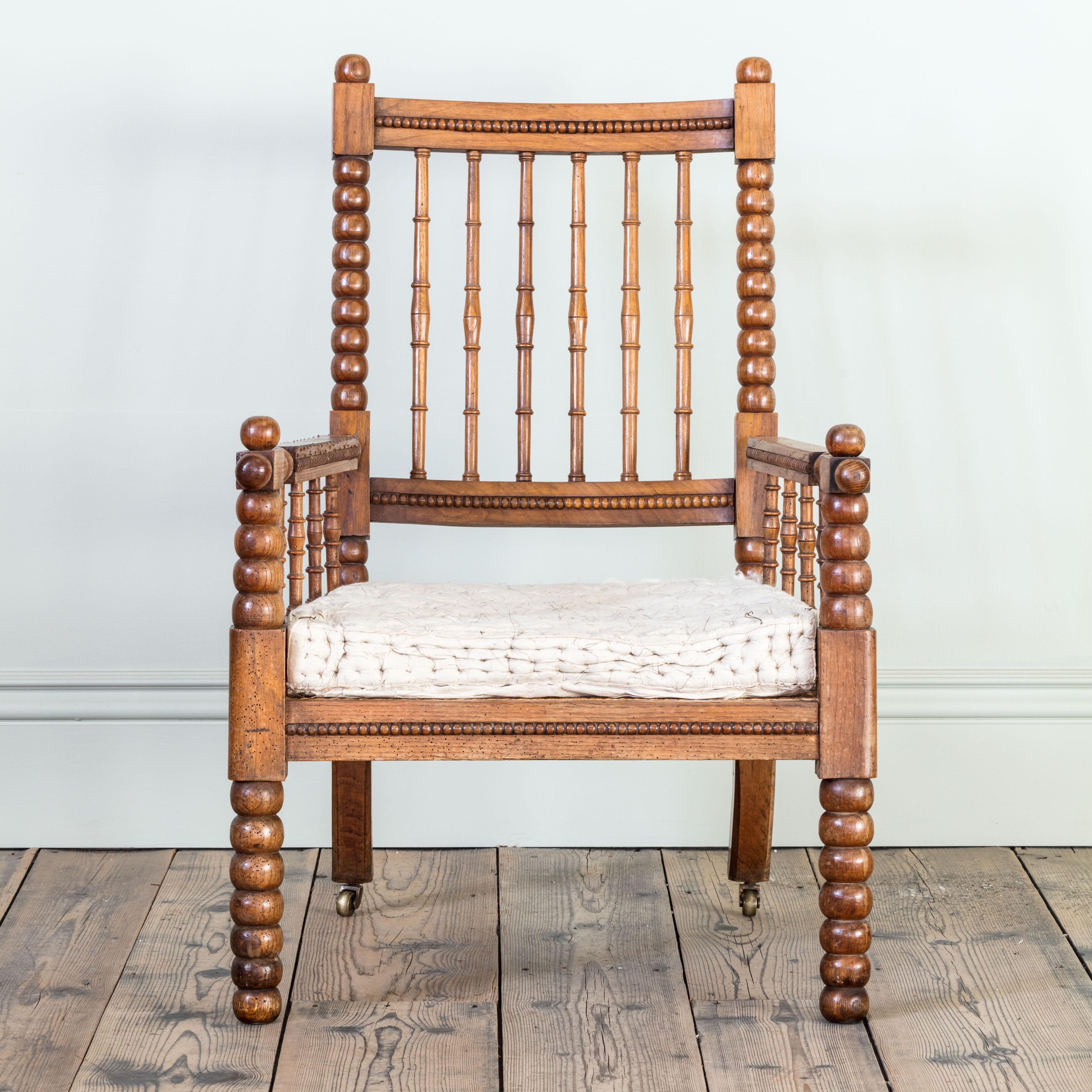 William IV Pair of Mid-19th Century Scottish Oak Bobbin Chairs