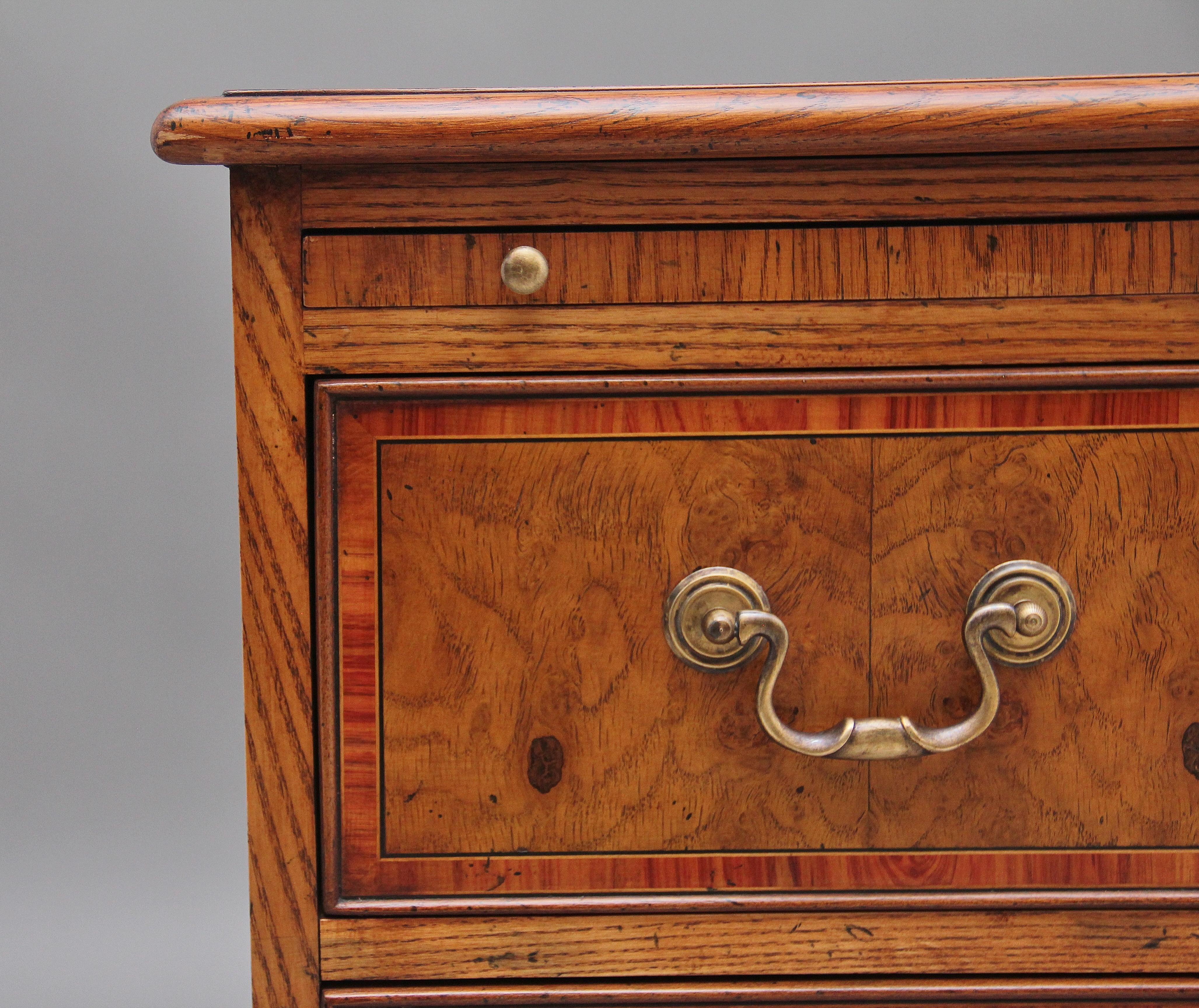 Pair of Mid 20th Century Burr Oak Bedside Chests 5