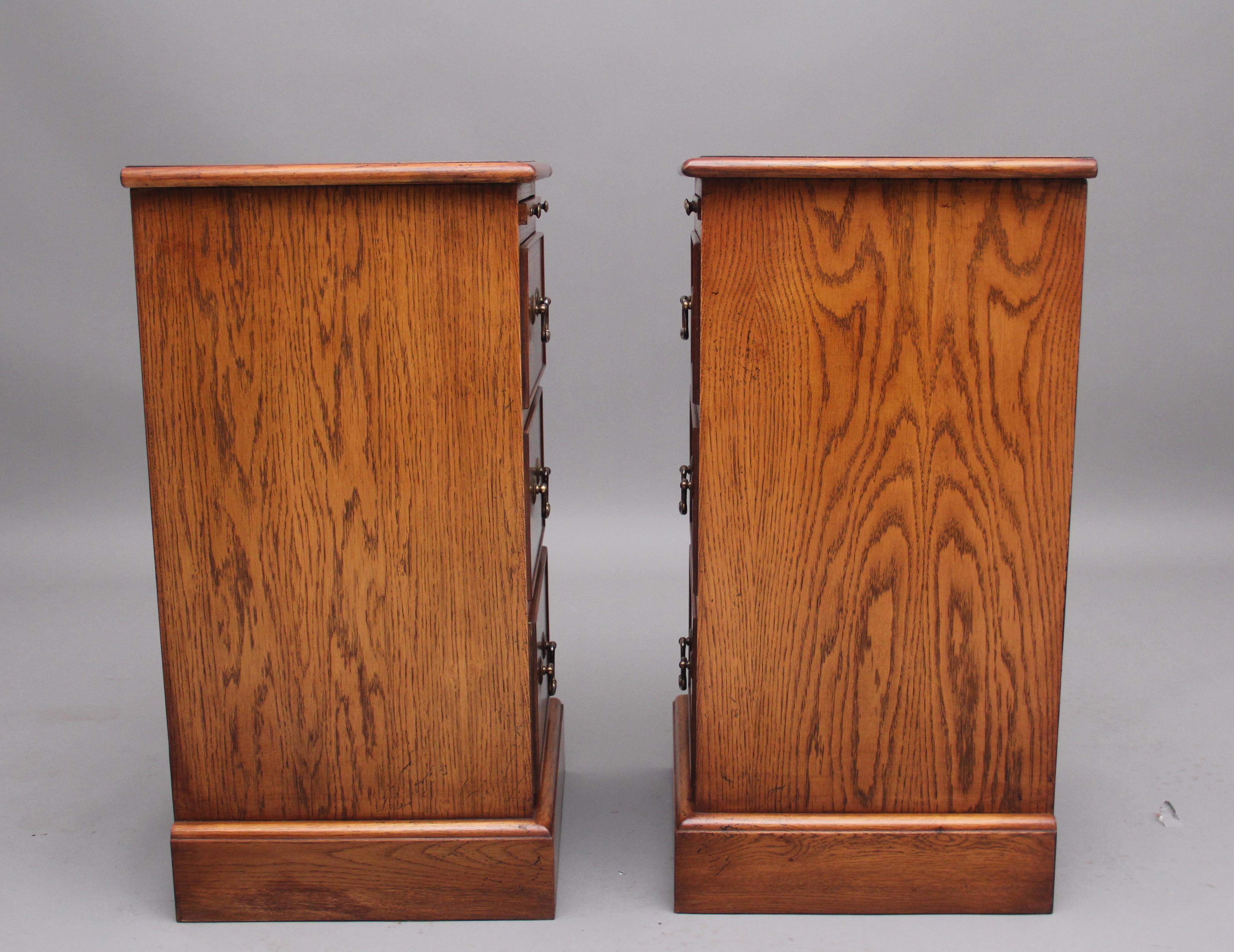 Pair of Mid 20th Century Burr Oak Bedside Chests 1