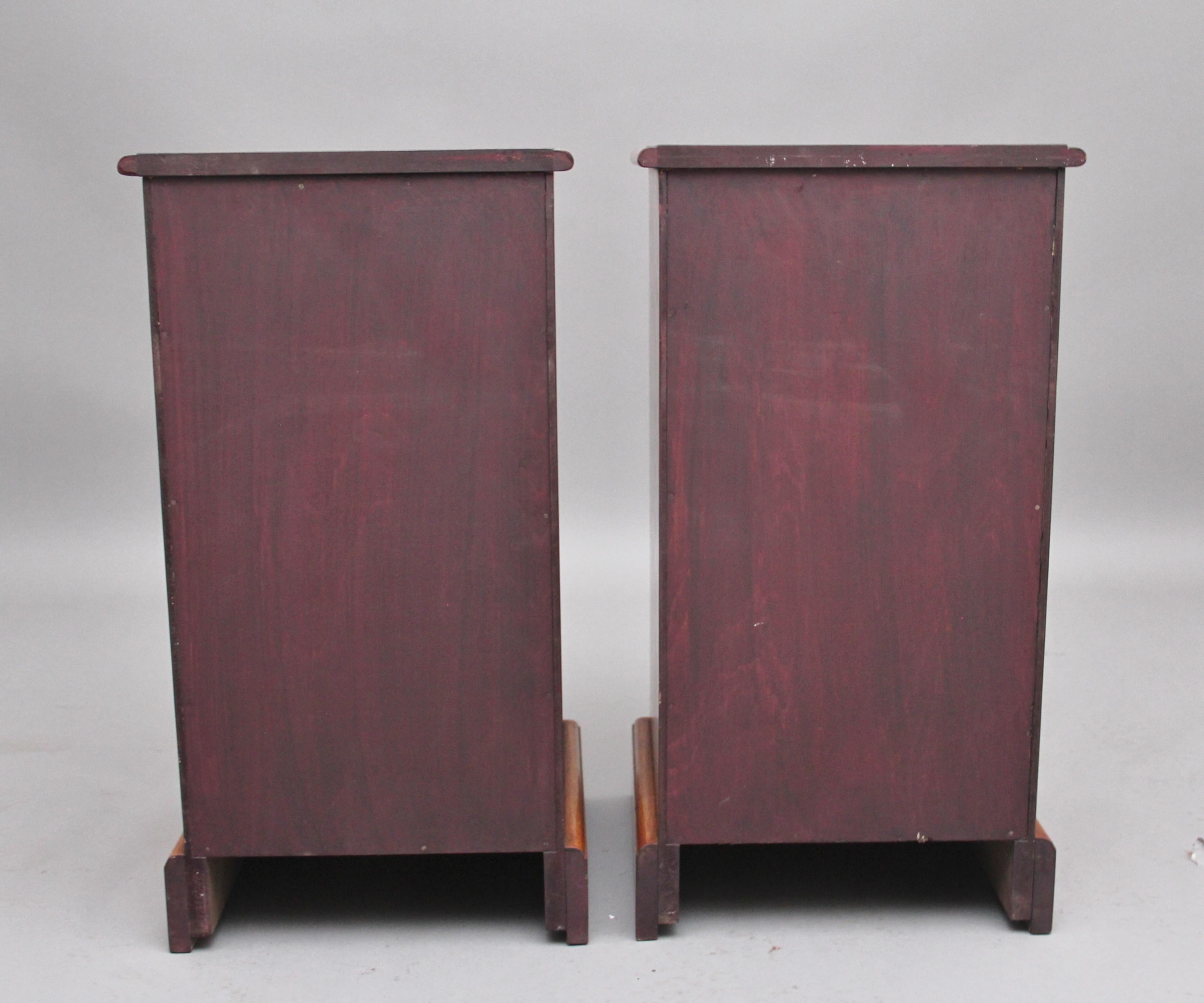 Pair of Mid 20th Century Burr Oak Bedside Chests 2