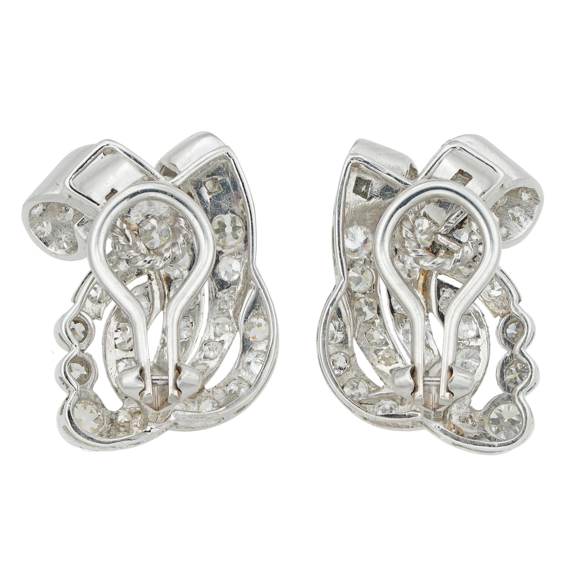 Retro Pair of Mid-20th Century Diamond Clip Earring