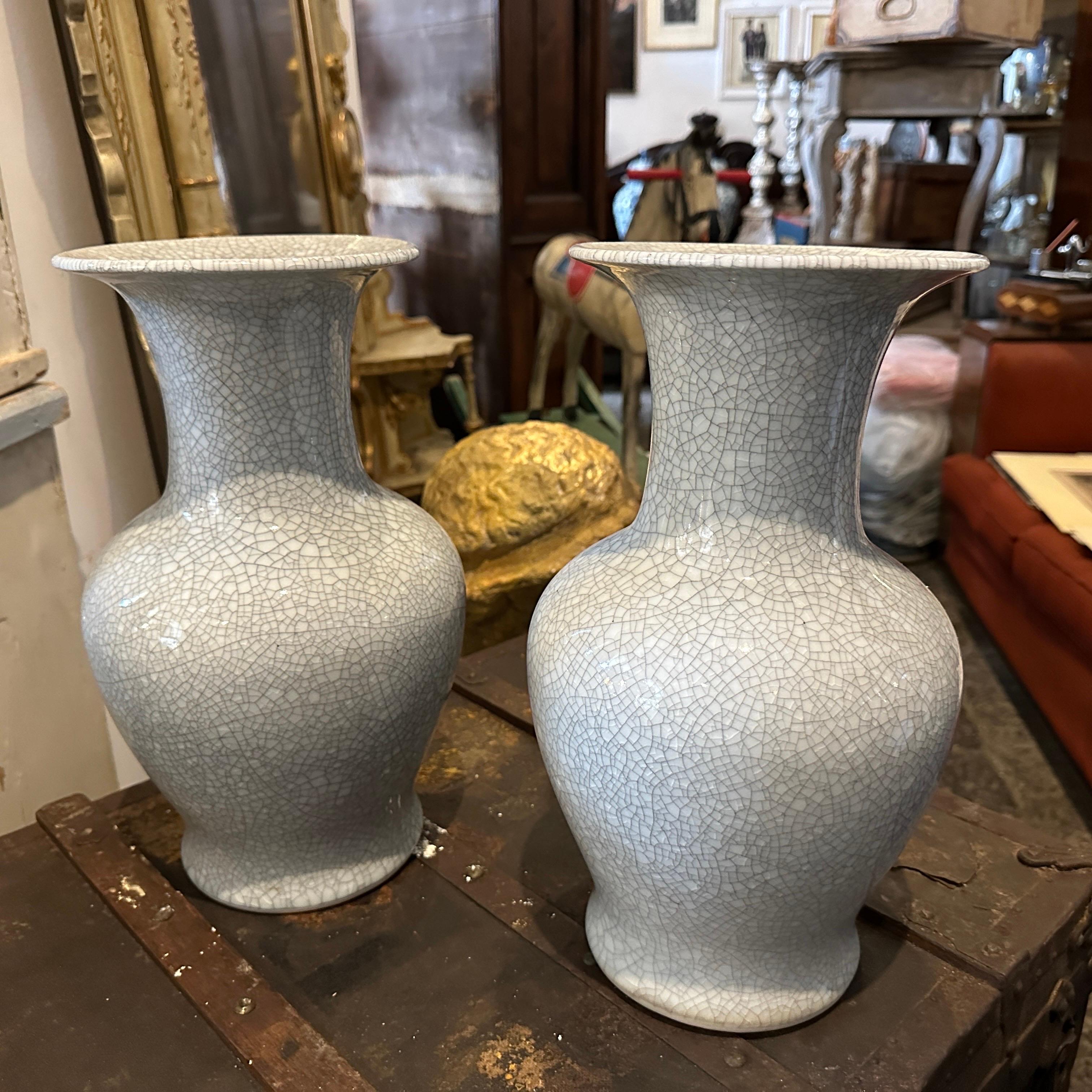 A Pair of Mid-20th Century Greyish Celadon Glazed Porcelain Chinese Vases 4