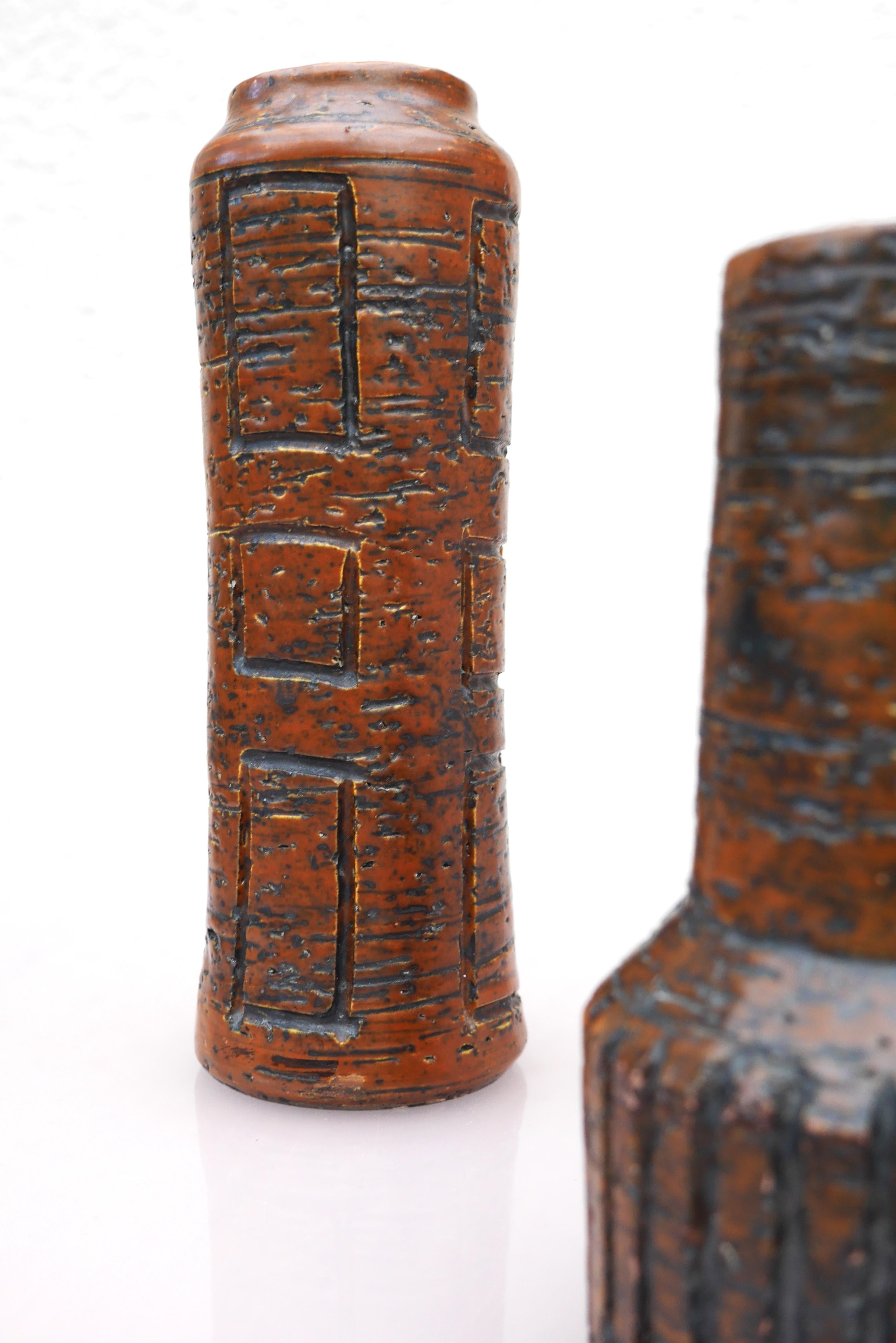 Mid-Century Modern A pair of Mid-century modern brutalist art vases from Arnold Wiig fabriker