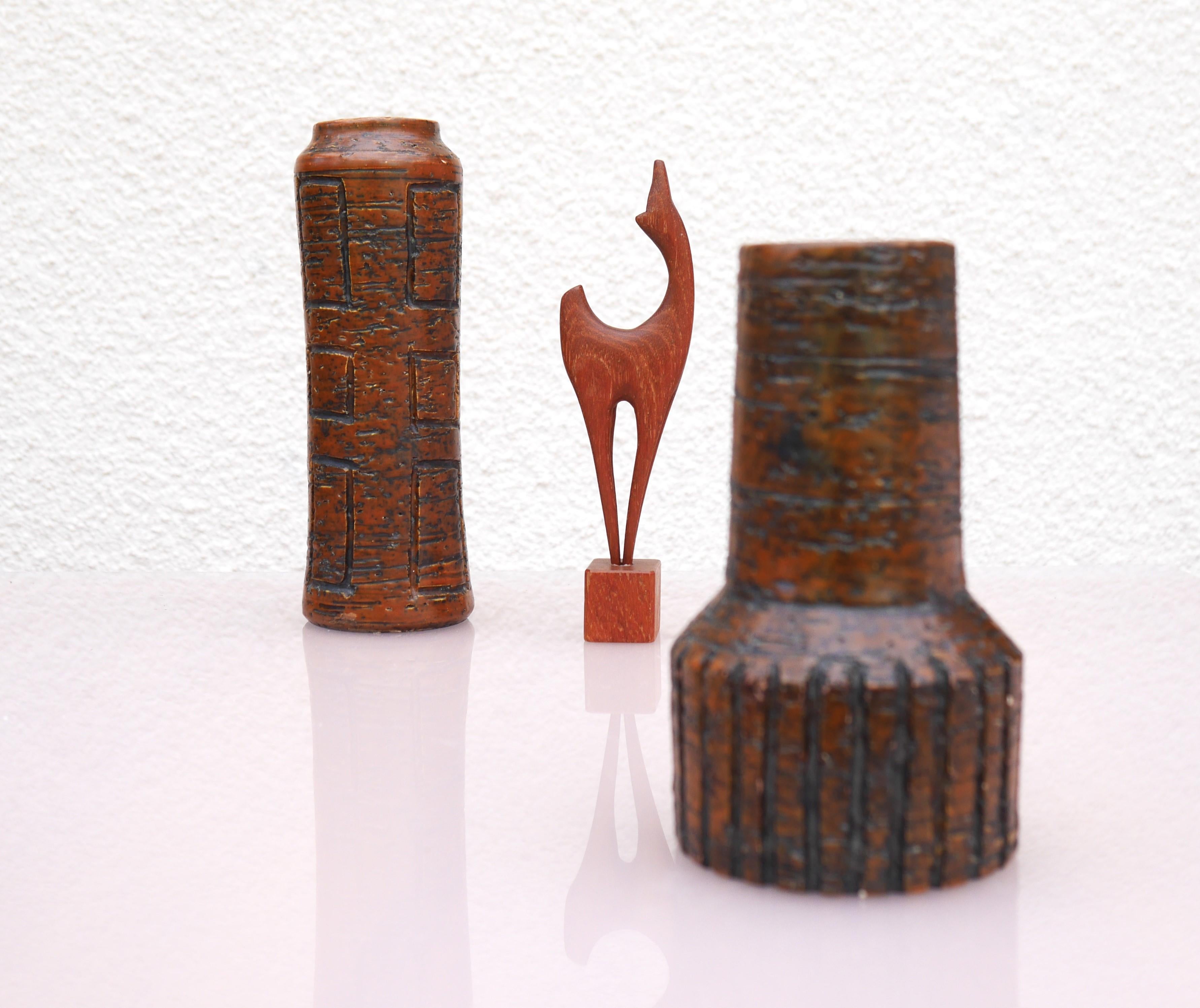 Late 20th Century A pair of Mid-century modern brutalist art vases from Arnold Wiig fabriker For Sale