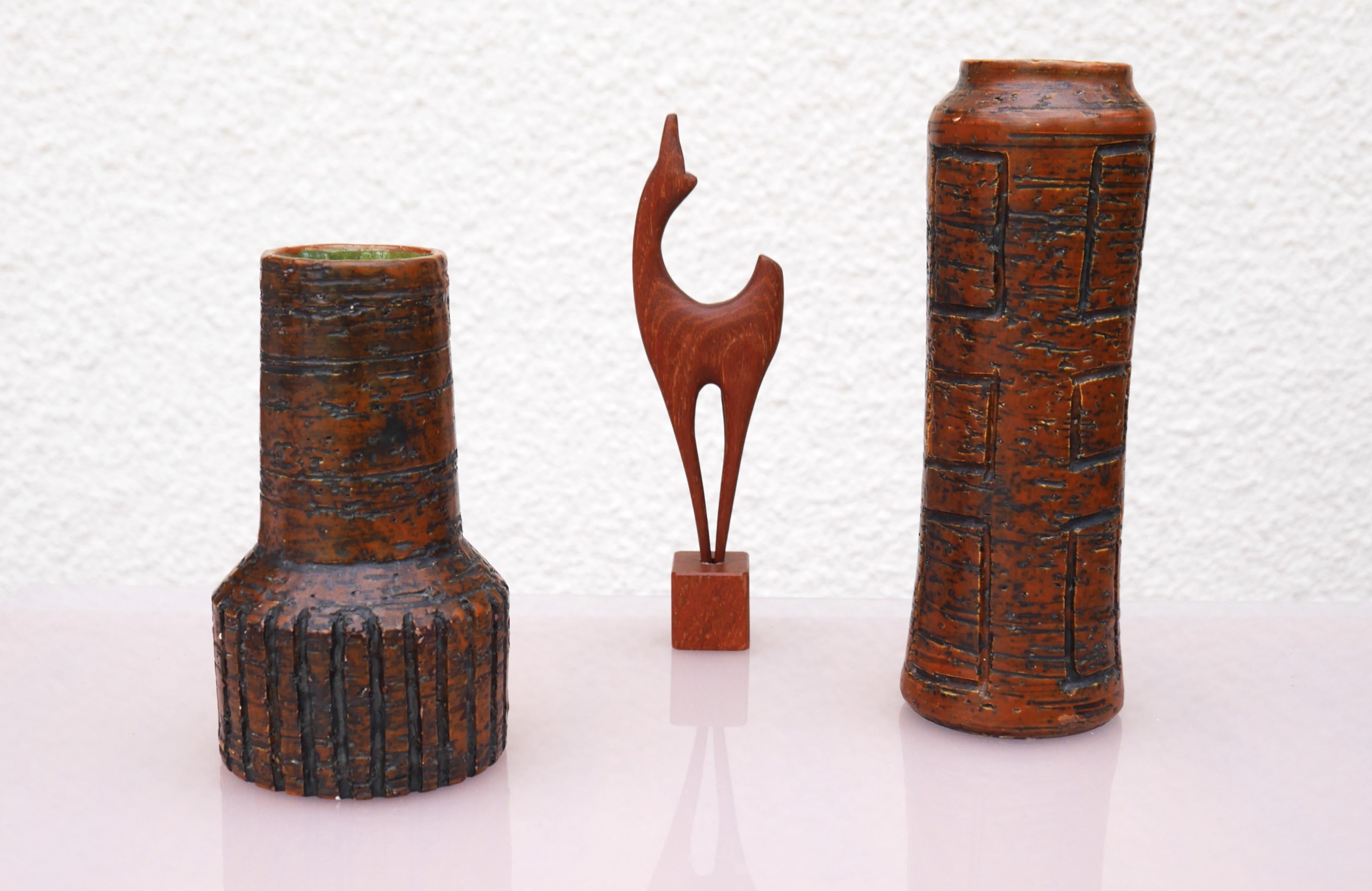 Ceramic A pair of Mid-century modern brutalist art vases from Arnold Wiig fabriker