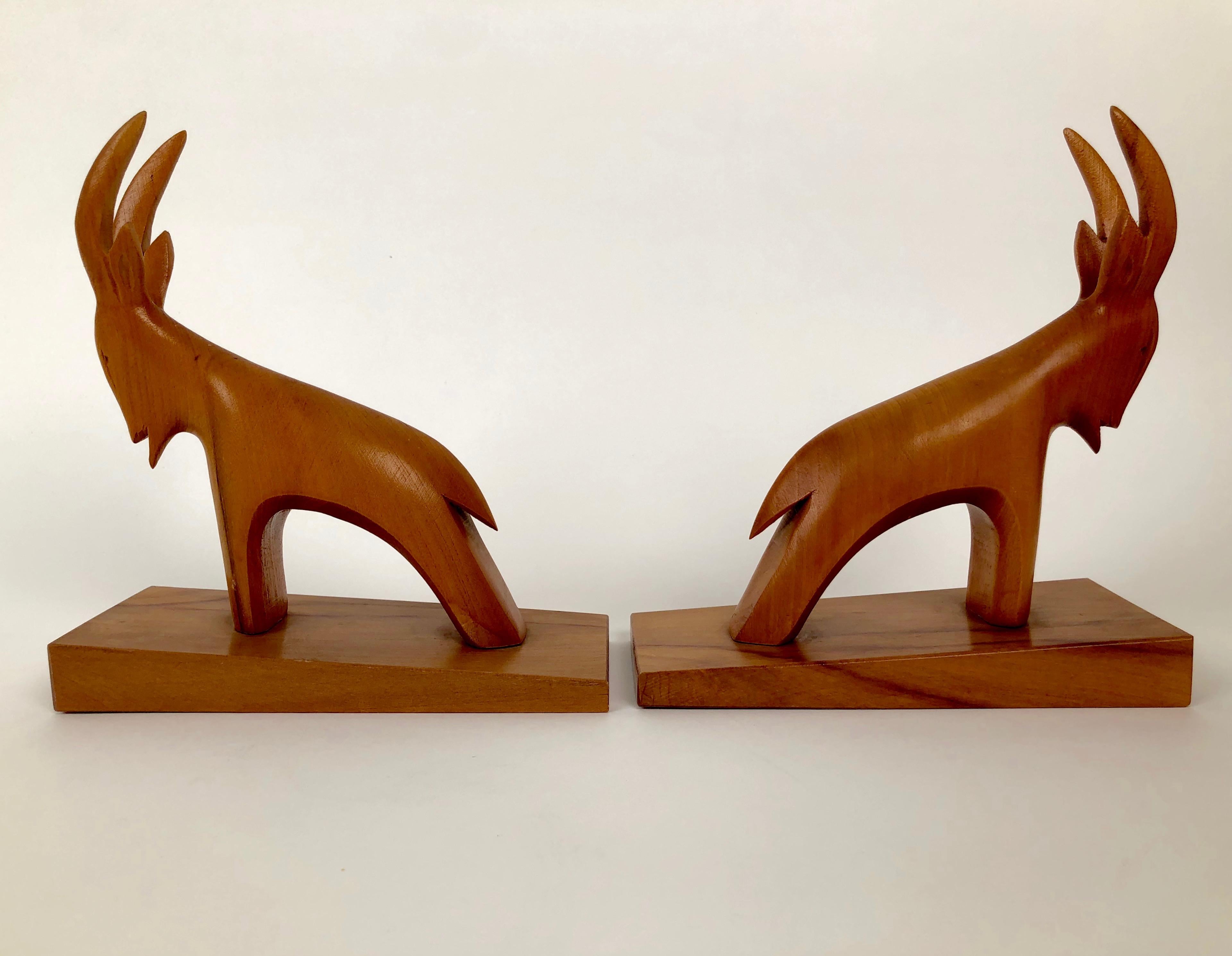 A wonderful pair of midcentury Stein Böcks from Austria. Beautiful, simplified abstract forms carved in cherrywood. Both pieces are almost
exact copies of each other. The artist is unknown, but he has left us with two precious objects that will