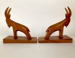 Pair of Midcentury, Abstract, Stein Böcks, in Cherry Wood from Austria