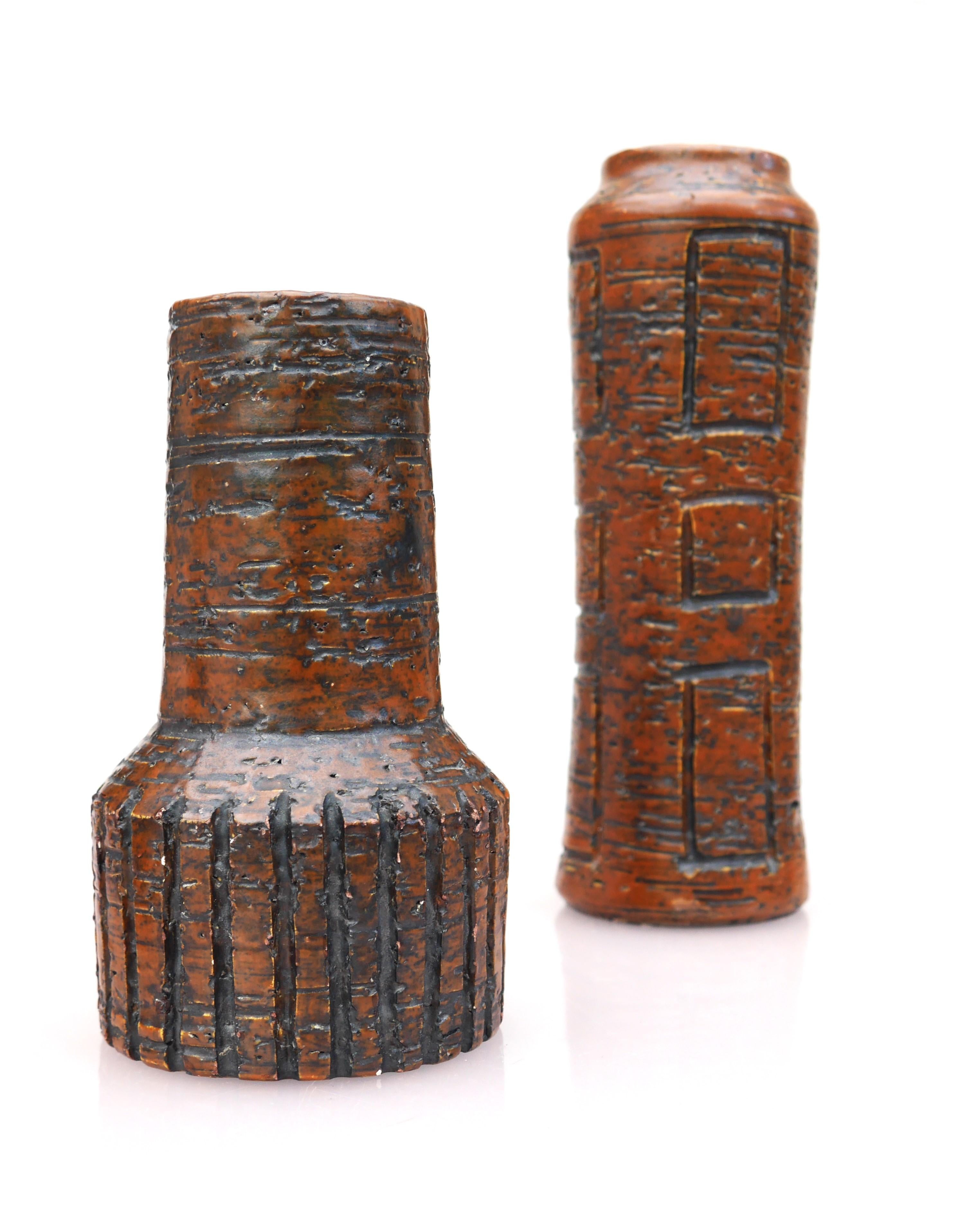 A pair of Mid-century modern brutalist art vases from Arnold Wiig fabriker For Sale 5