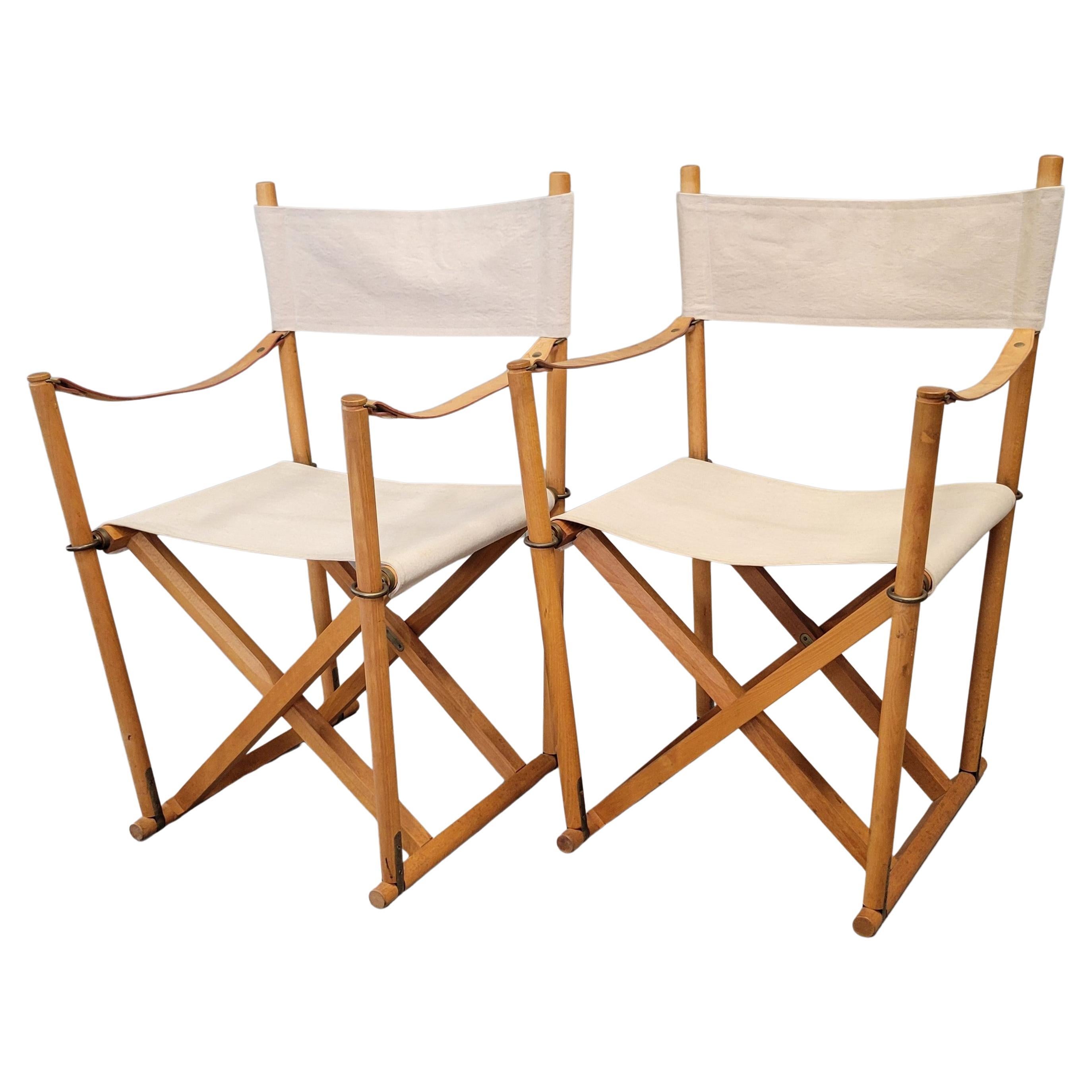 A Pair of Mid-Century 1960s Mogens Koch by Cado Mk-16 Folding Safari Chairs