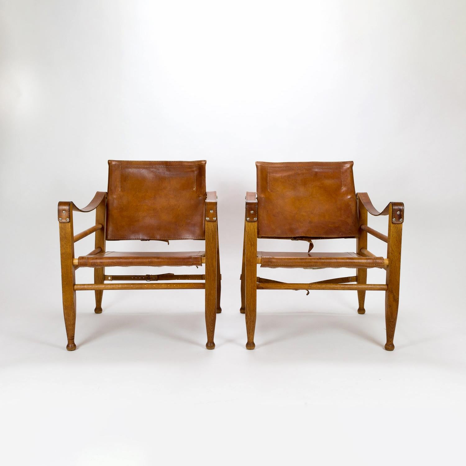 Mid-Century Modern Pair of Midcentury Aage Bruun Safari Chairs, Denmark, 1960s
