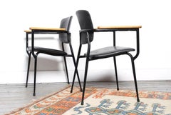 A Pair of Mid Century Adult Sized School Metalliform Armchairs