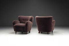 A Pair of Mid-Century Armchairs With Stained Legs, Europe Mid 20th Century