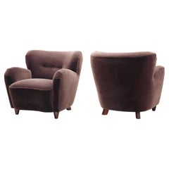 A Pair of Mid-Century Armchairs With Stained Legs, Europe Mid 20th Century
