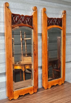 A Pair of 19th Century Victorian Carved Maple Frame Wall Mirrors