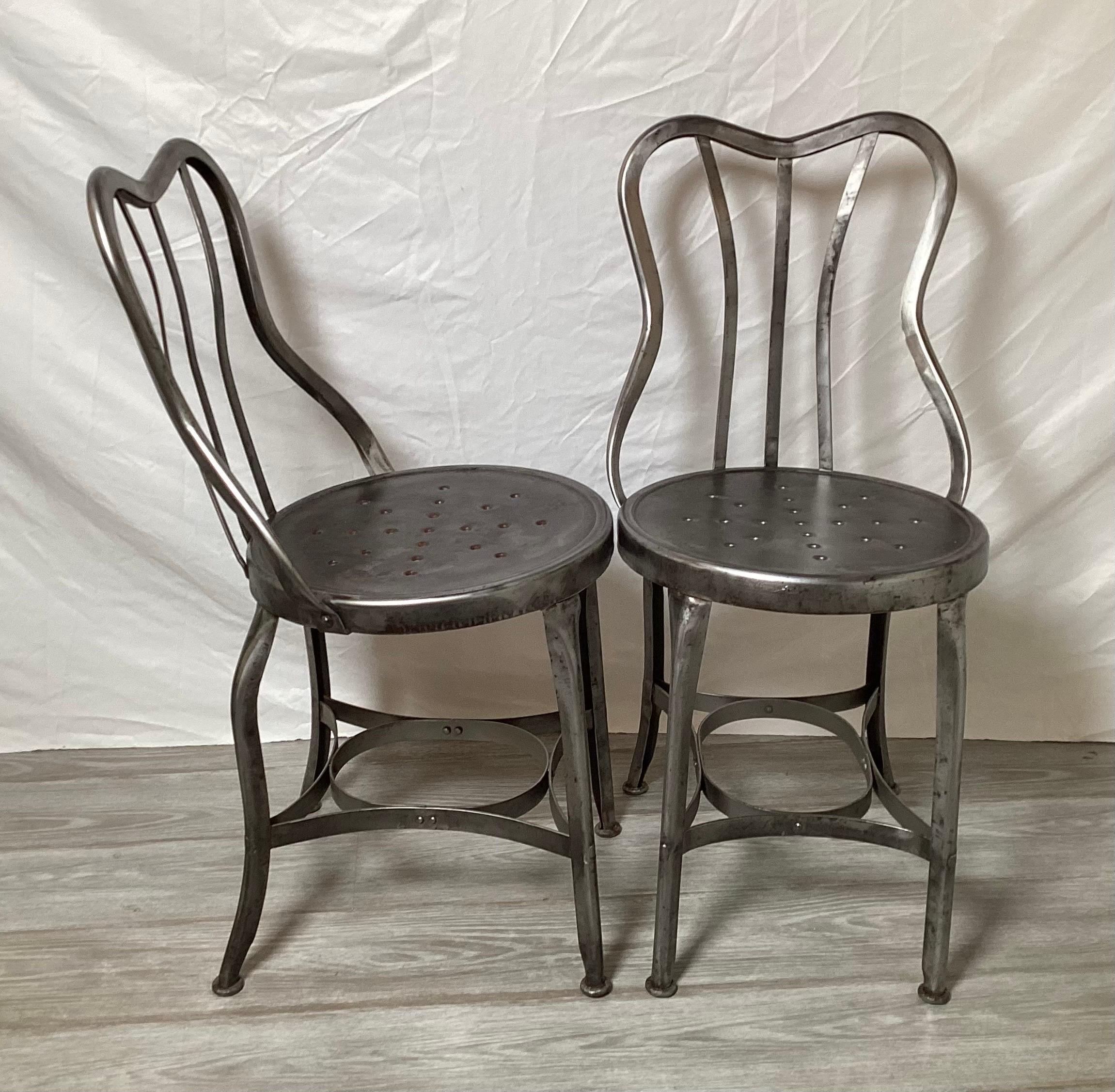 Pair of Mid Century Bare Steel Chairs For Sale at 1stDibs