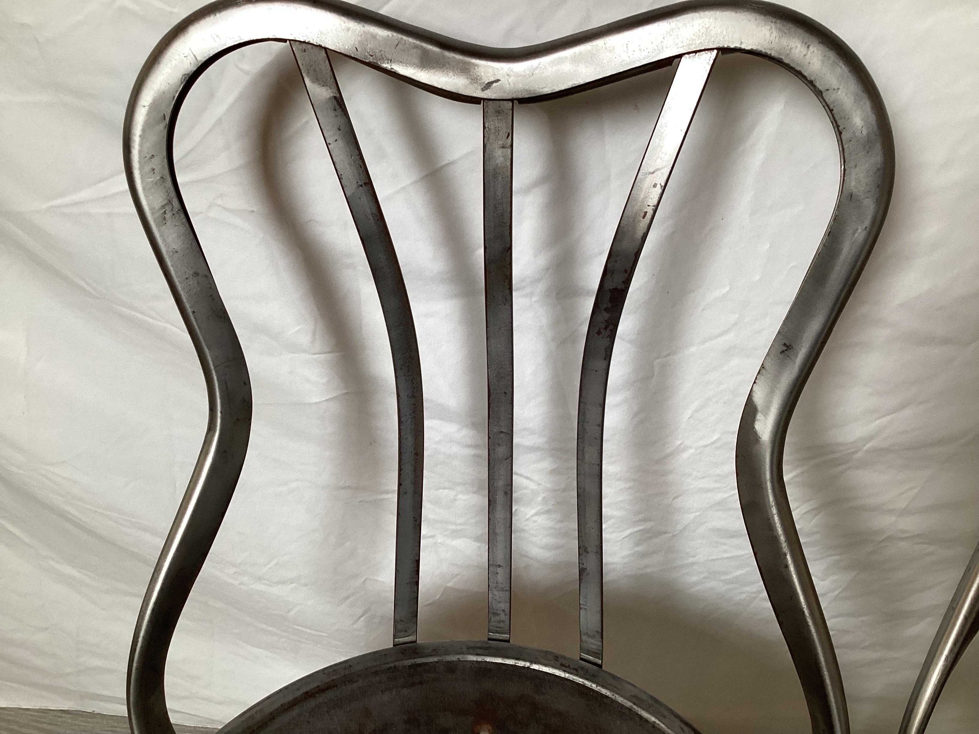 Pair of Mid Century Bare Steel Chairs For Sale at 1stDibs