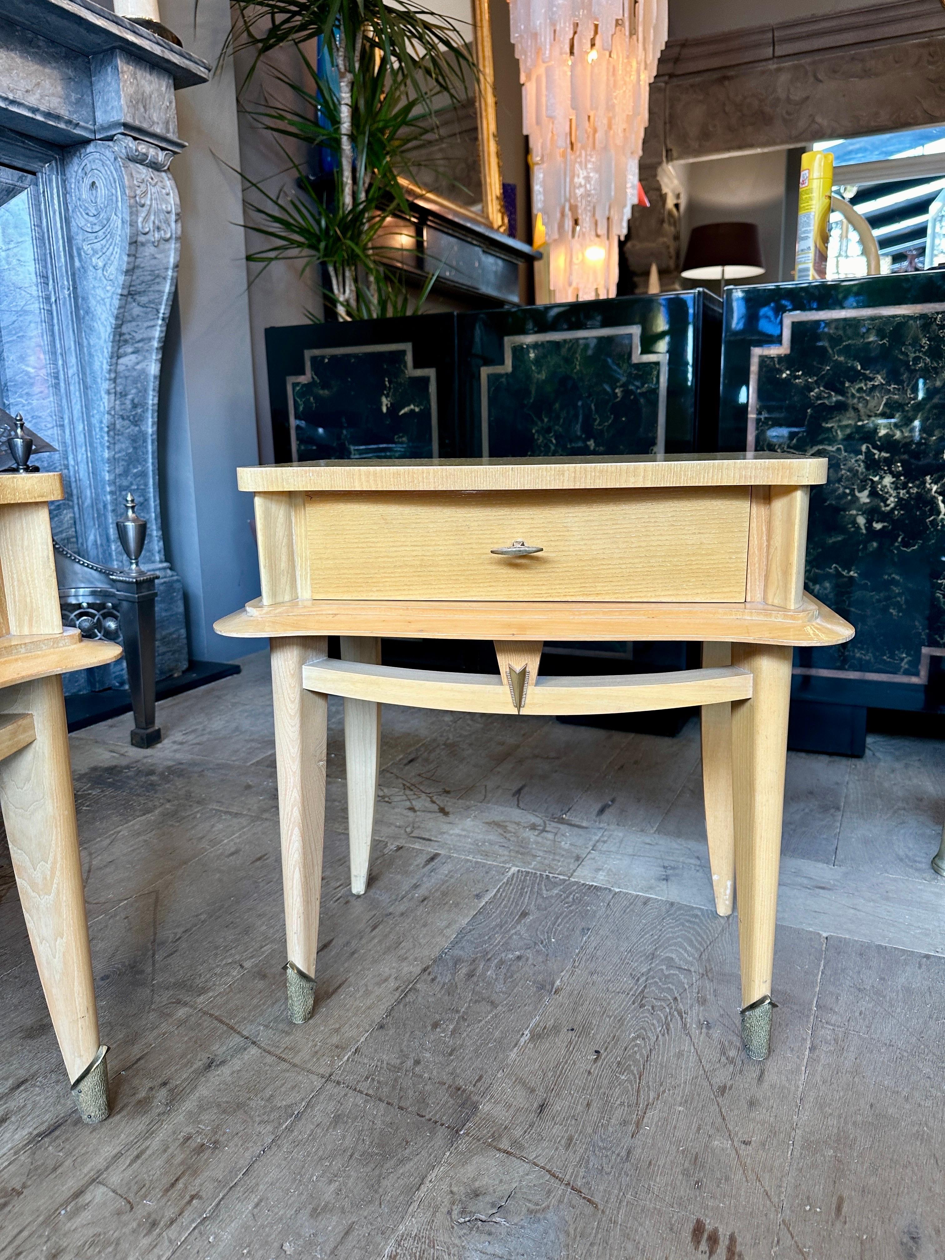 Brass A Pair Of Mid Century Bed Side Tables For Sale
