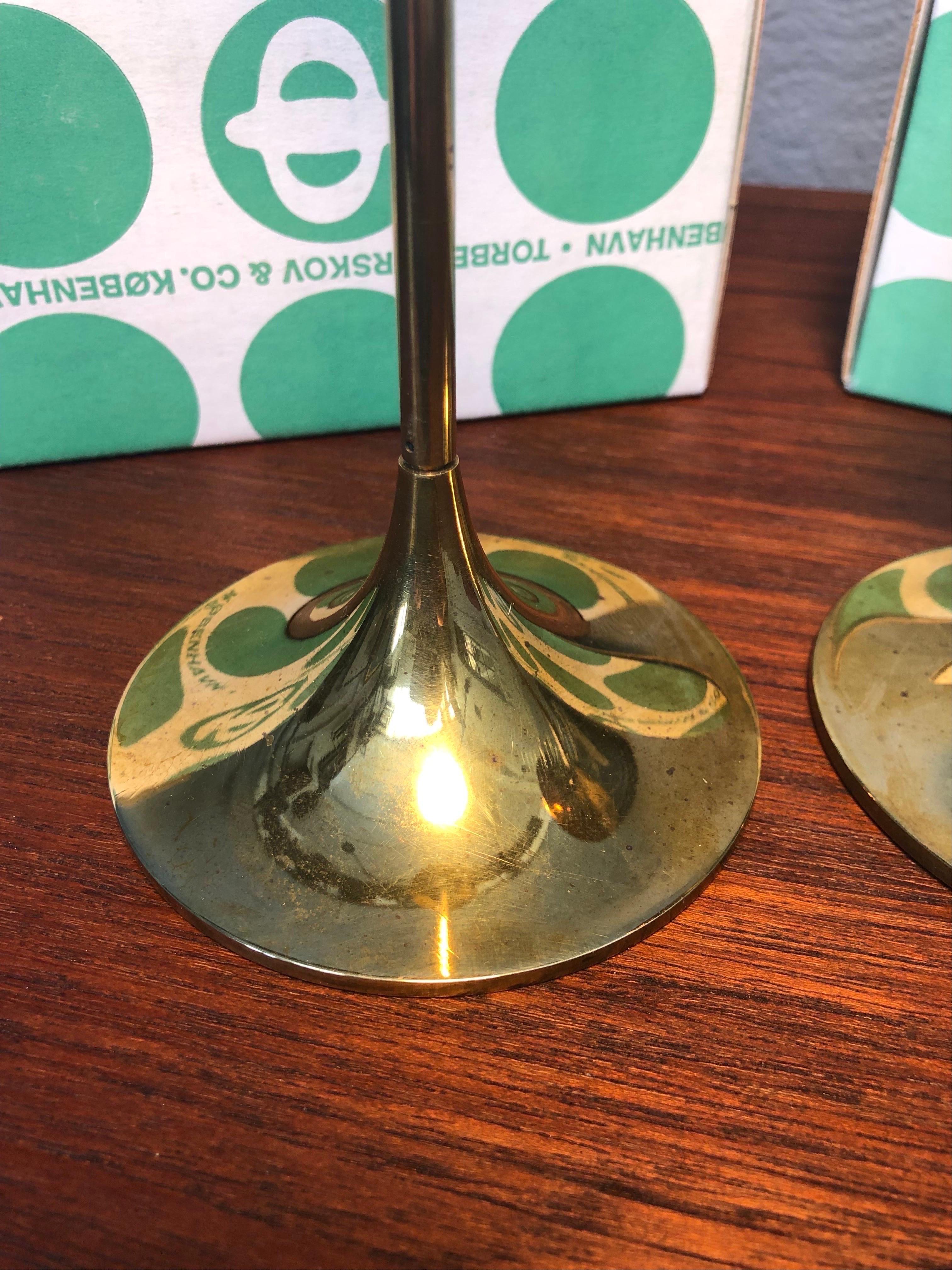 Mid-20th Century Pair of Mid-Century Brass Candle Holders by Torben Ørskov of Copenhagen For Sale