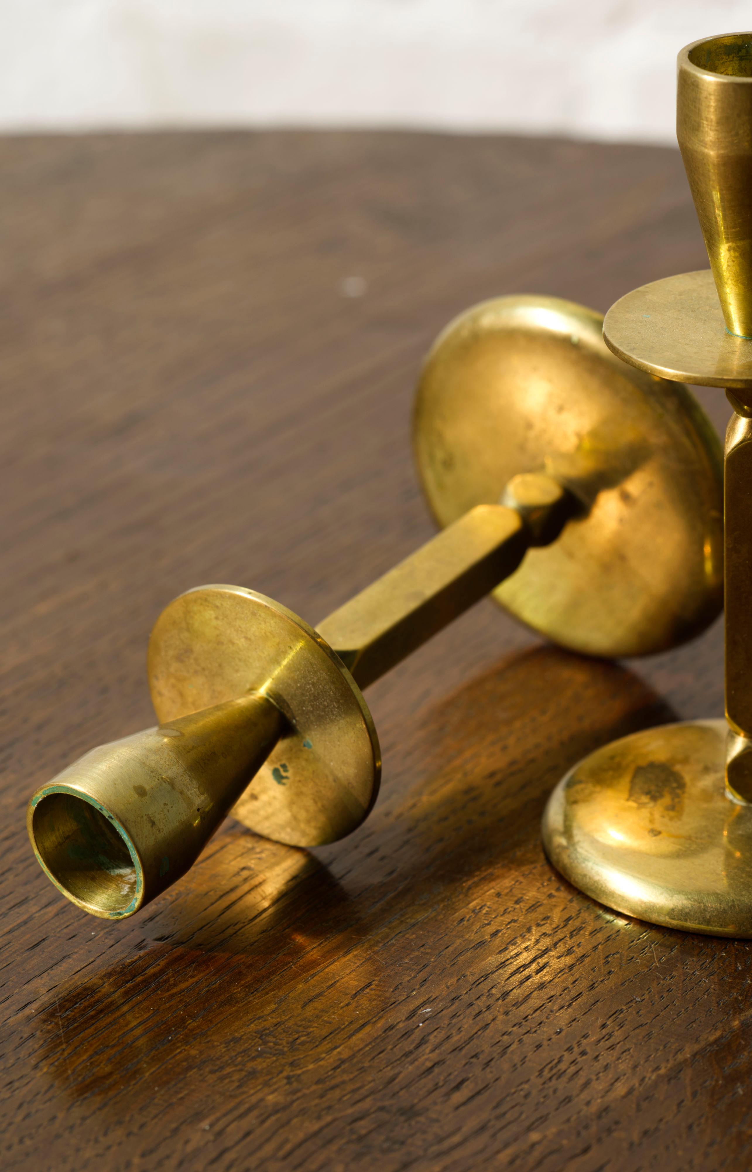 A pair of Mid century brass candle sticks, Kara Denmark For Sale 3