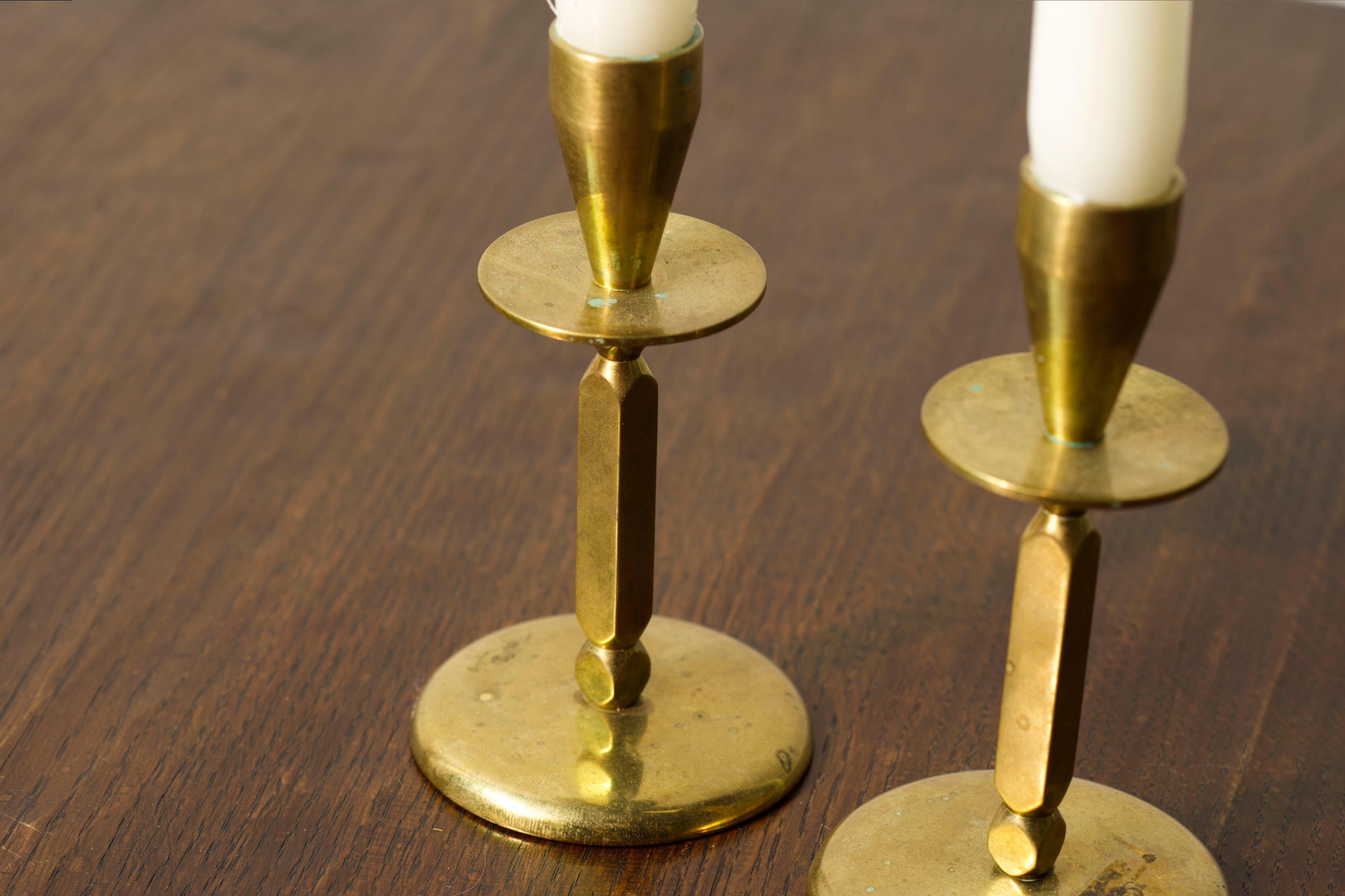 Danish A pair of Mid century brass candle sticks, Kara Denmark For Sale