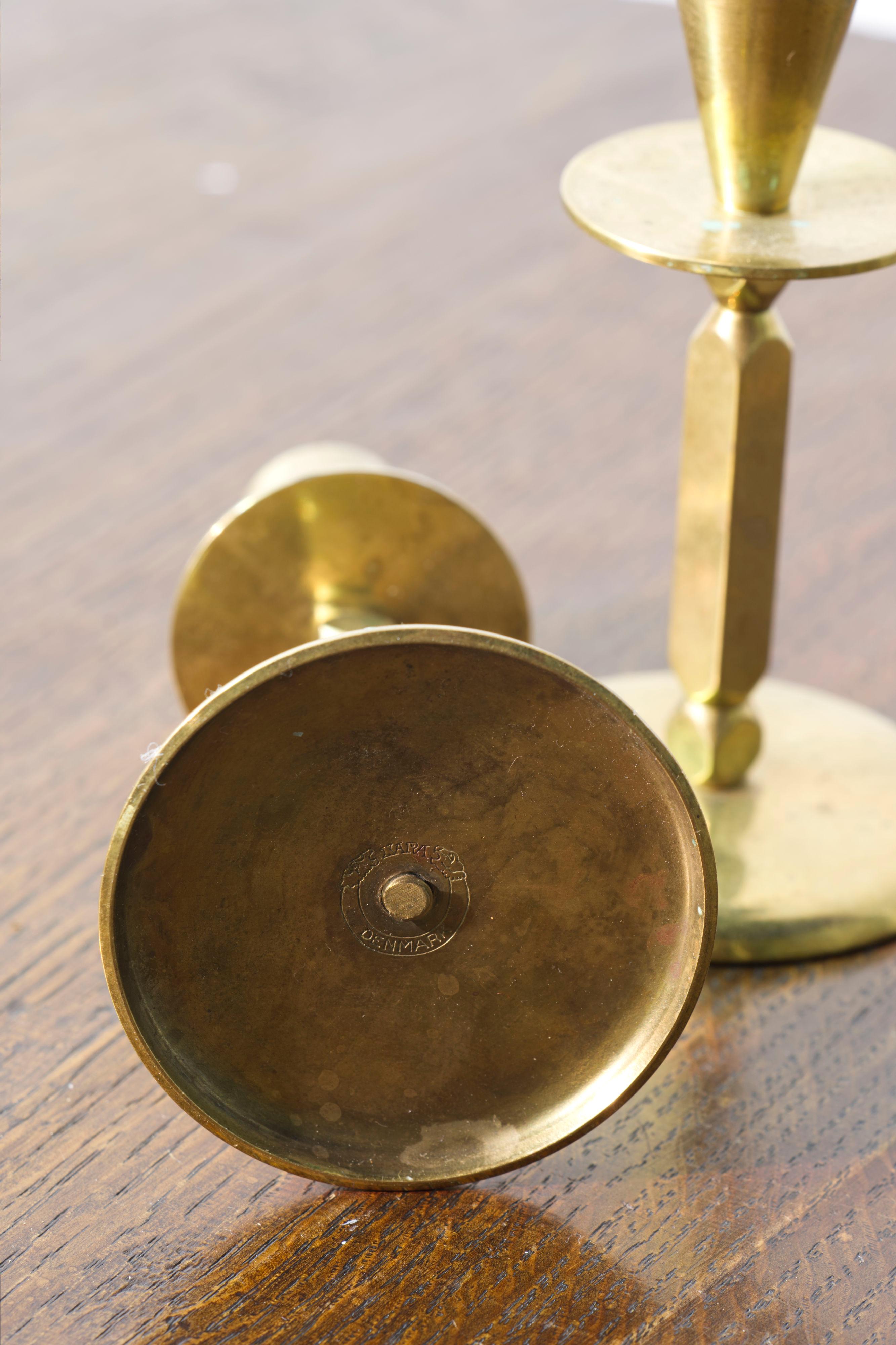 A pair of Mid century brass candle sticks, Kara Denmark For Sale 1