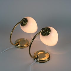 A Pair of Mid-Century Brass & Glass Table Lamps Model EV 52, Itsu 1950s