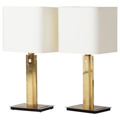 Pair of Mid-Century Brass Table Lamps by Örsjö Industri AB