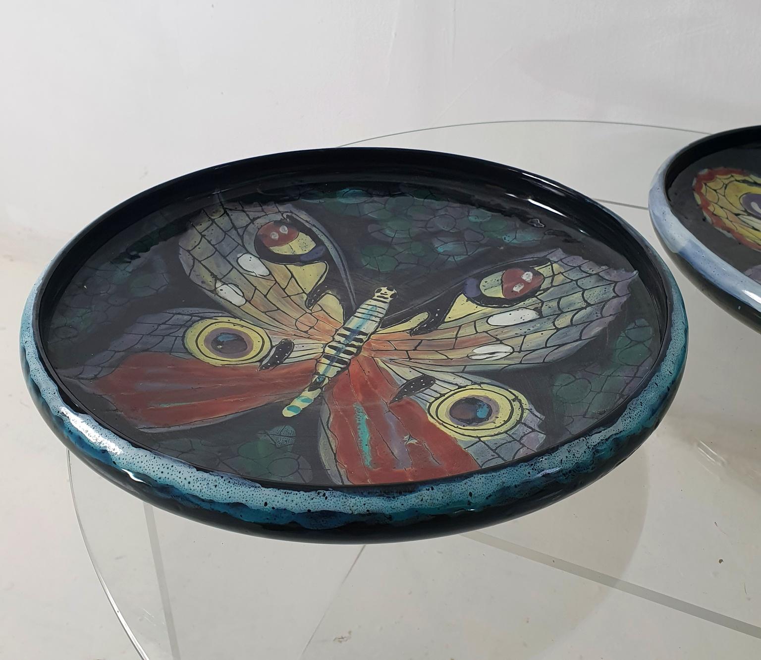 Italian Pair of Mid Century Butterfly Ceramic Bowl by San Polo, Italy