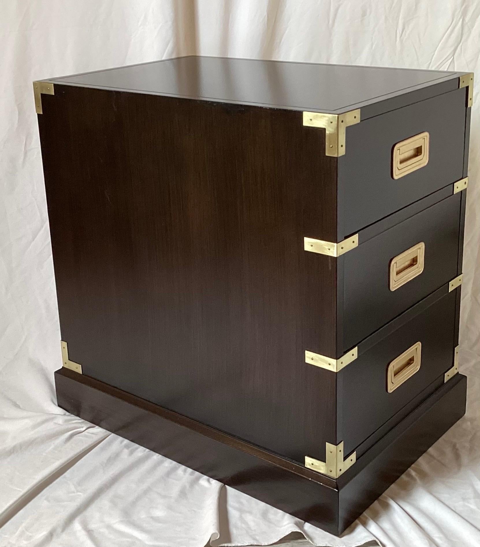 Pair of Midcentury Campaign Style Side Chests by Baker, 1970s In Excellent Condition In Lambertville, NJ