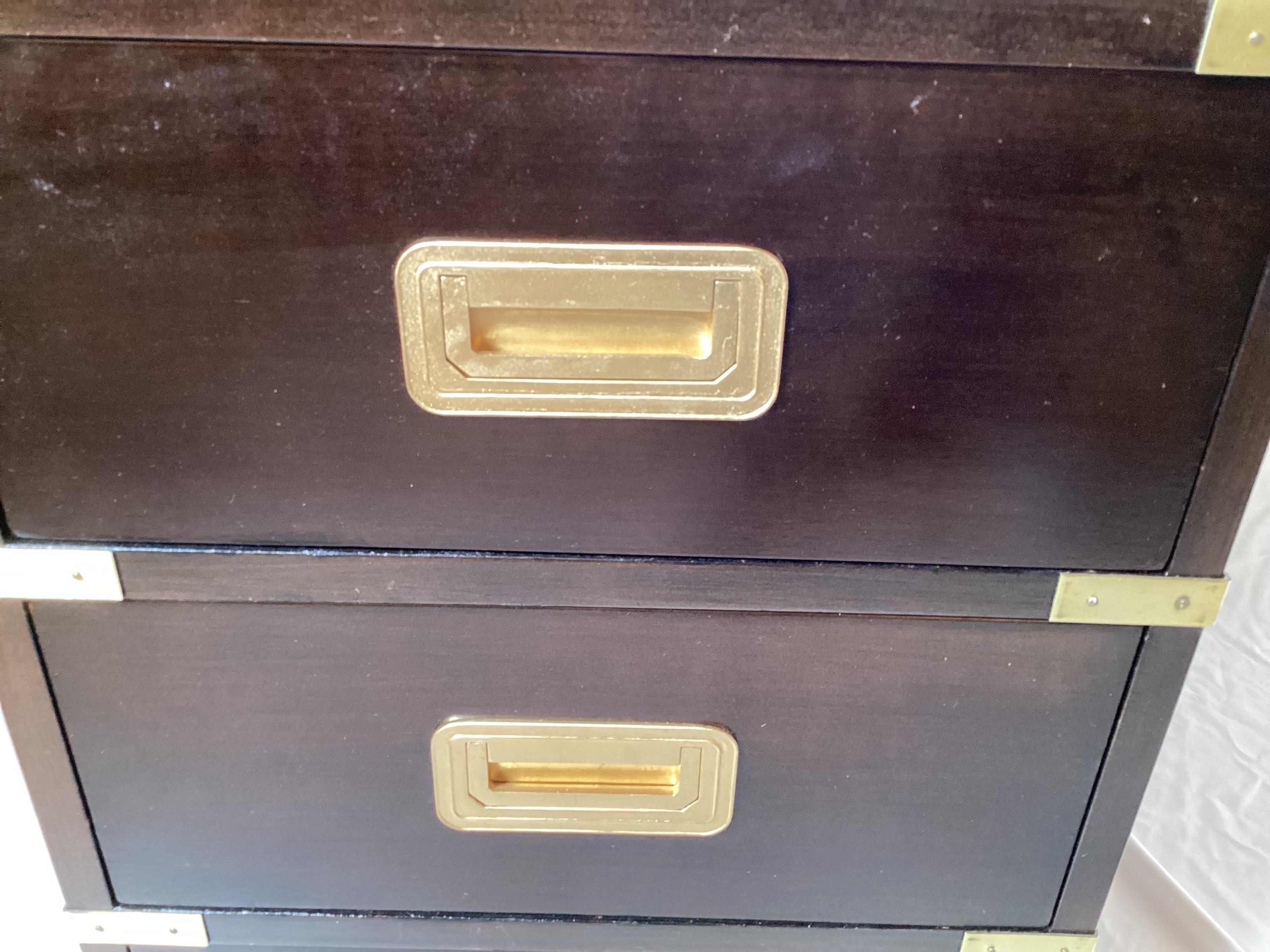 Pair of Midcentury Campaign Style Side Chests by Baker, 1970s For Sale 2