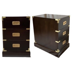 Pair of Midcentury Campaign Style Side Chests by Baker, 1970s