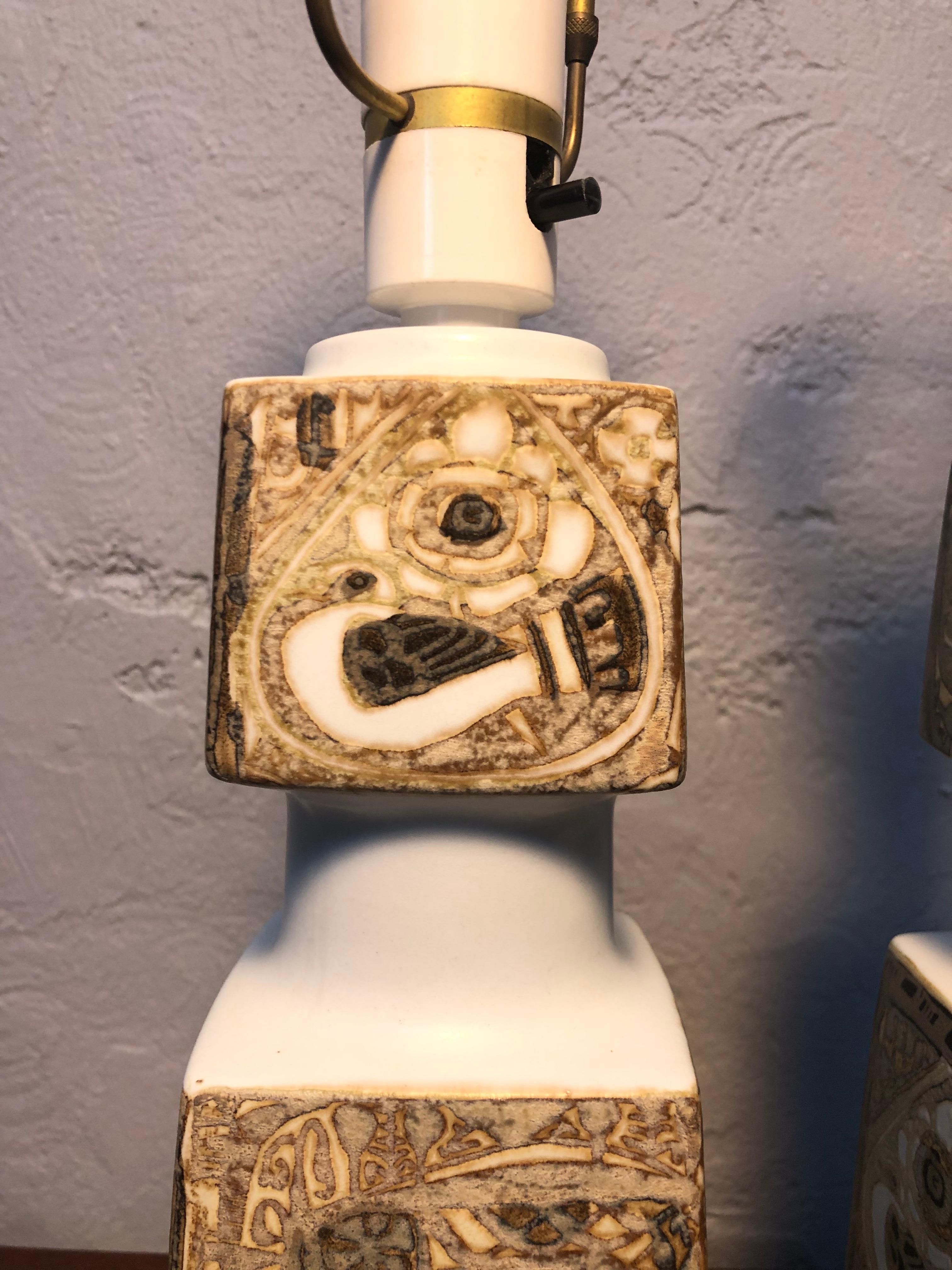Hand-Crafted Pair of Mid Century Ceramic Table Lamp by Nils Thorssen for Fog and Mørup For Sale
