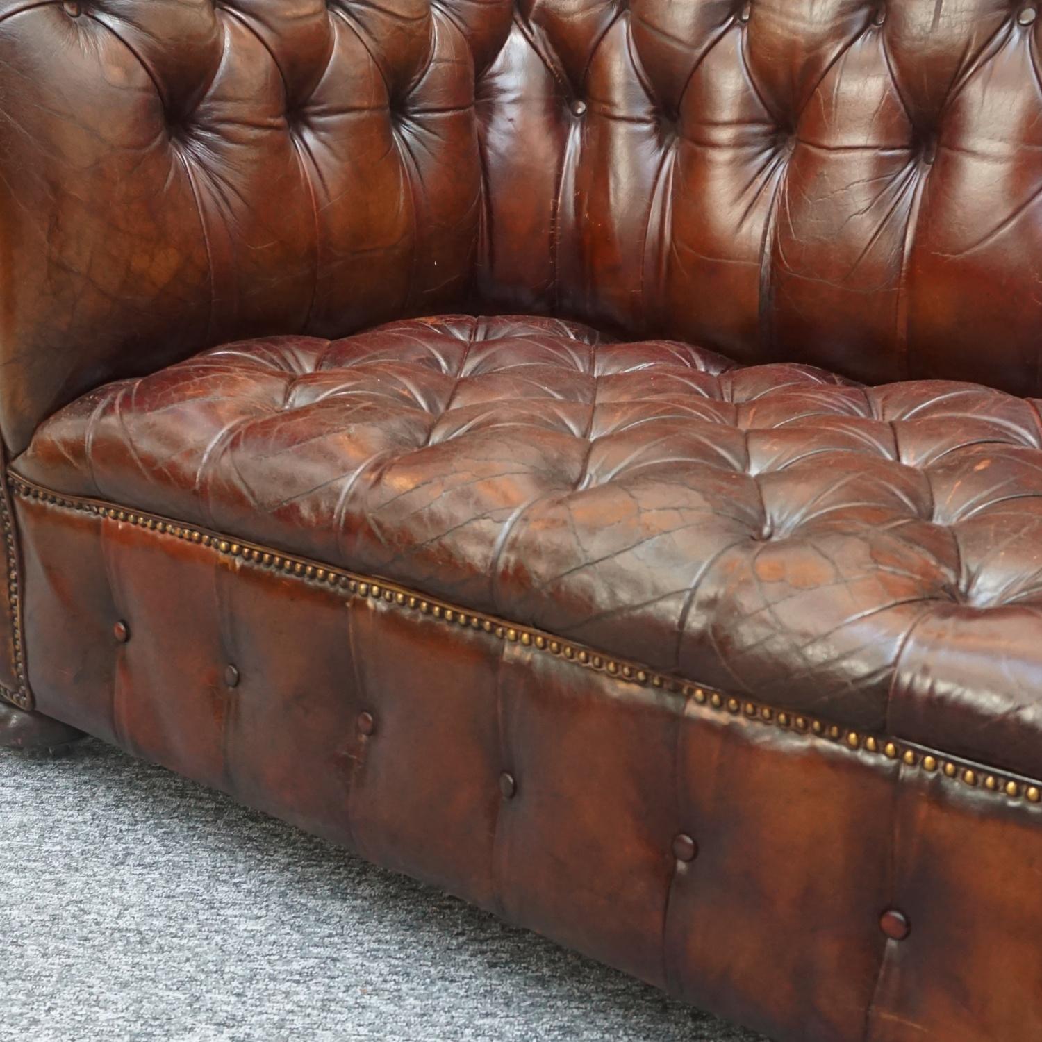 Pair of Mid-Century Chesterfield Leather Sofa's 6