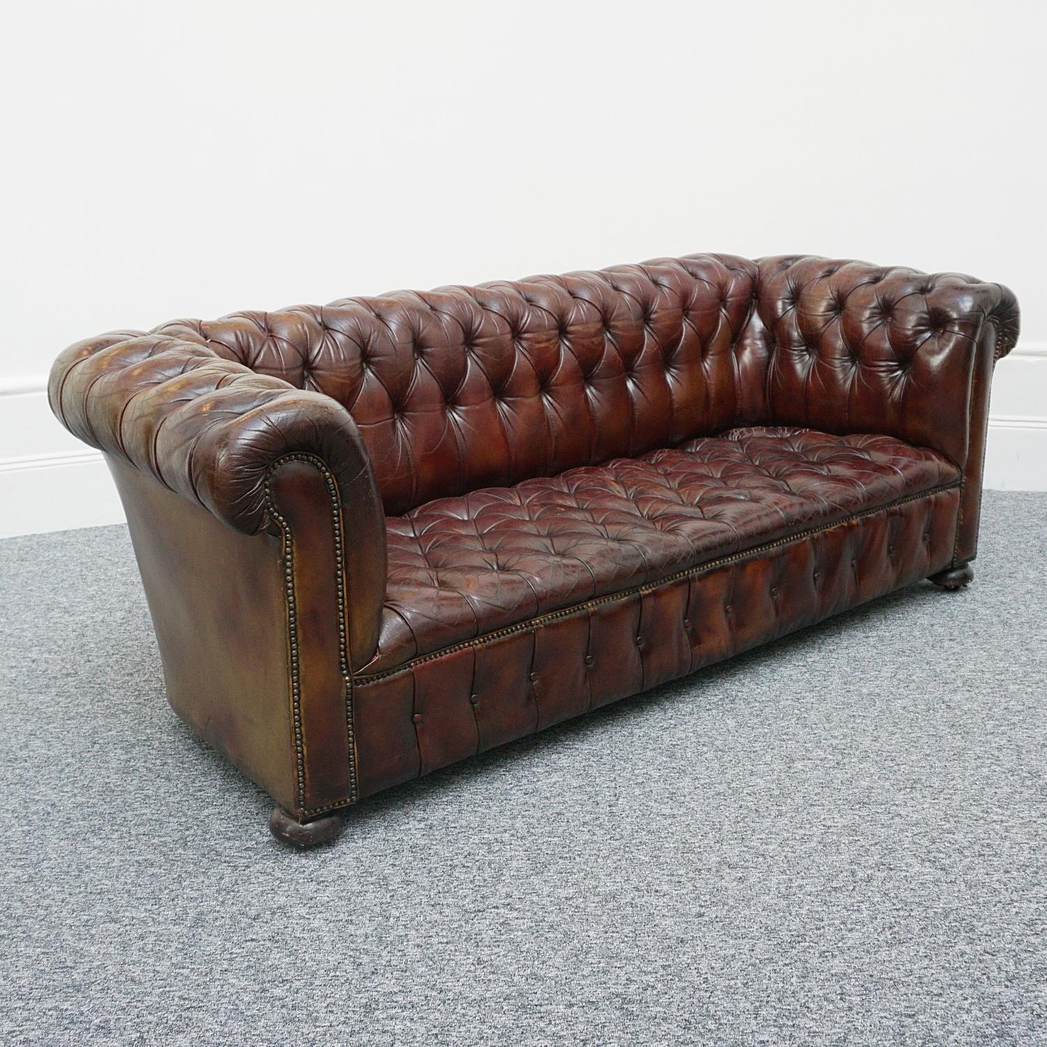 Pair of Mid-Century Chesterfield Leather Sofa's 10