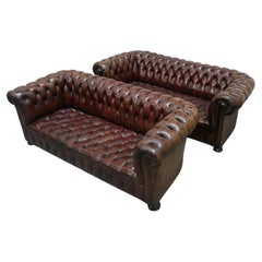 Pair of Mid-Century Chesterfield Leather Sofa's
