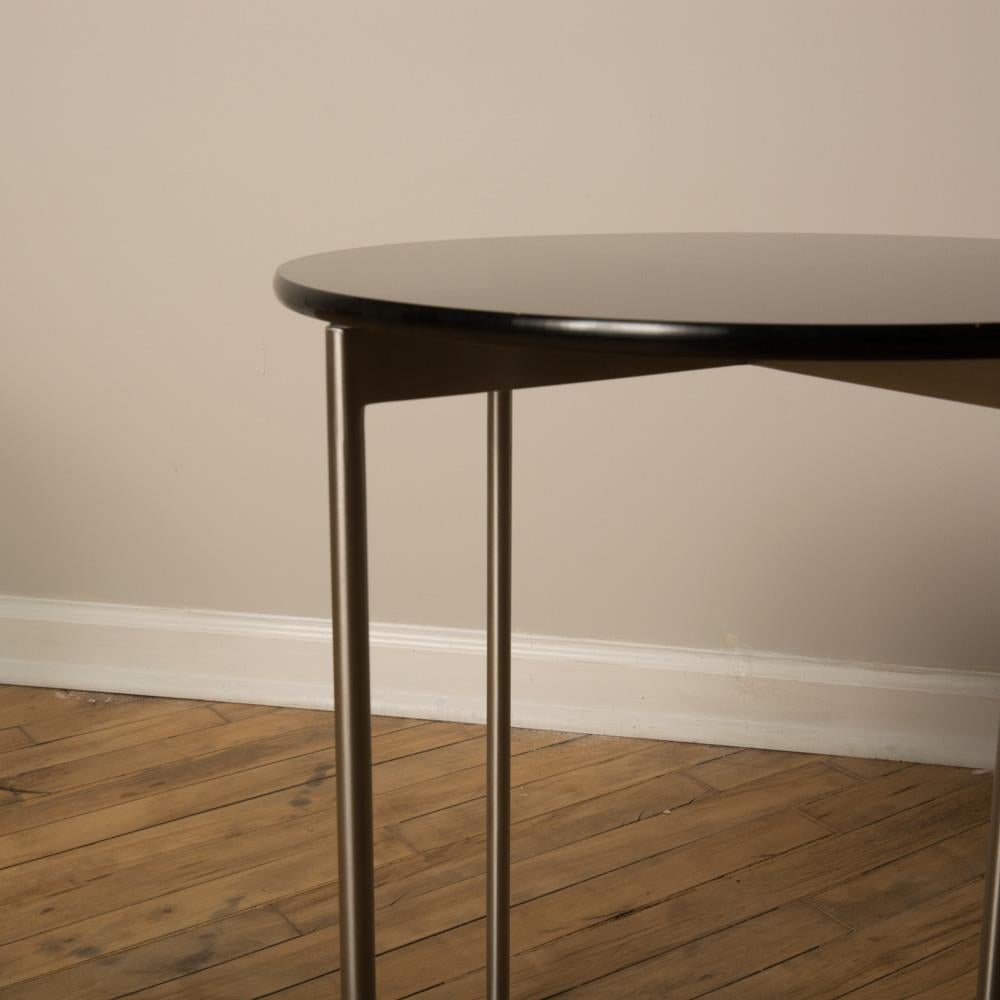 Brass Pair of Midcentury Chrome and Glass Round Side Table, circa 1950s.