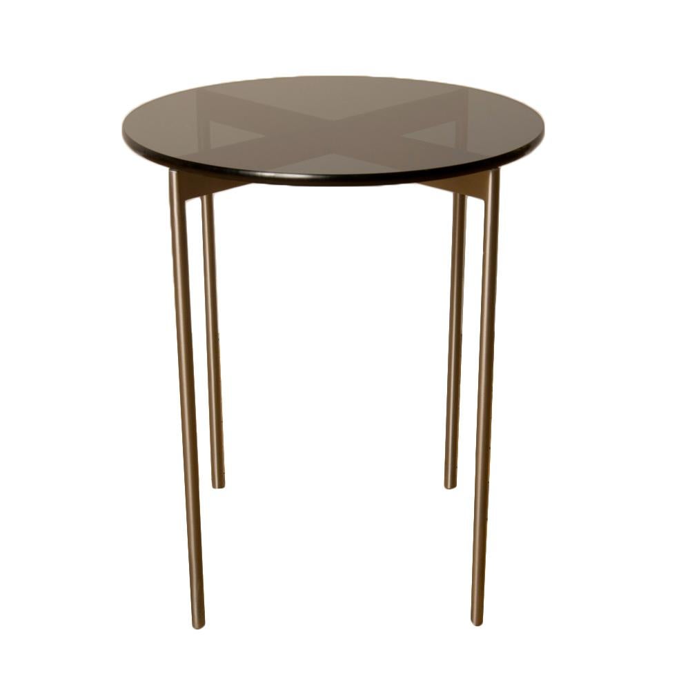 Pair of Midcentury Chrome and Glass Round Side Table, circa 1950s. 1