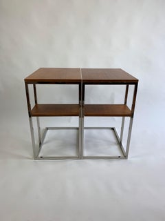 Coppia di tavolini in teak e cromo del Medioevo