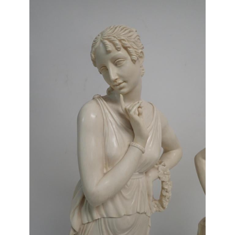 Molded Pair of Midcentury Classical Women Sculptures