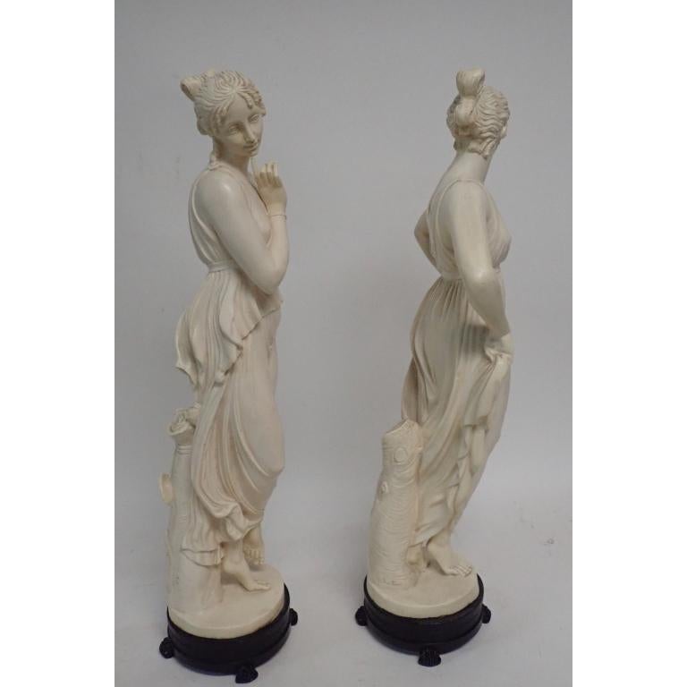 20th Century Pair of Midcentury Classical Women Sculptures