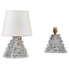 A Pair of Mid-century Clear Murano Glass Rostrato Table Lamps of Small Scale