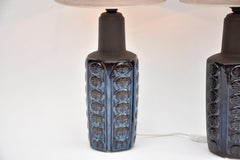 Pareja de lámparas de sobremesa danesas de cerámica azul de mediados de siglo, Einar Johansen, Soholm