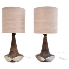 A pair of mid-century Danish ceramic glazed table lamps by Marianne Starck