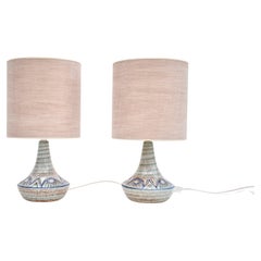 Ein Paar dänische Keramik-Tischlampen aus der Mitte des Jahrhunderts in hellblau/grün von Soholm