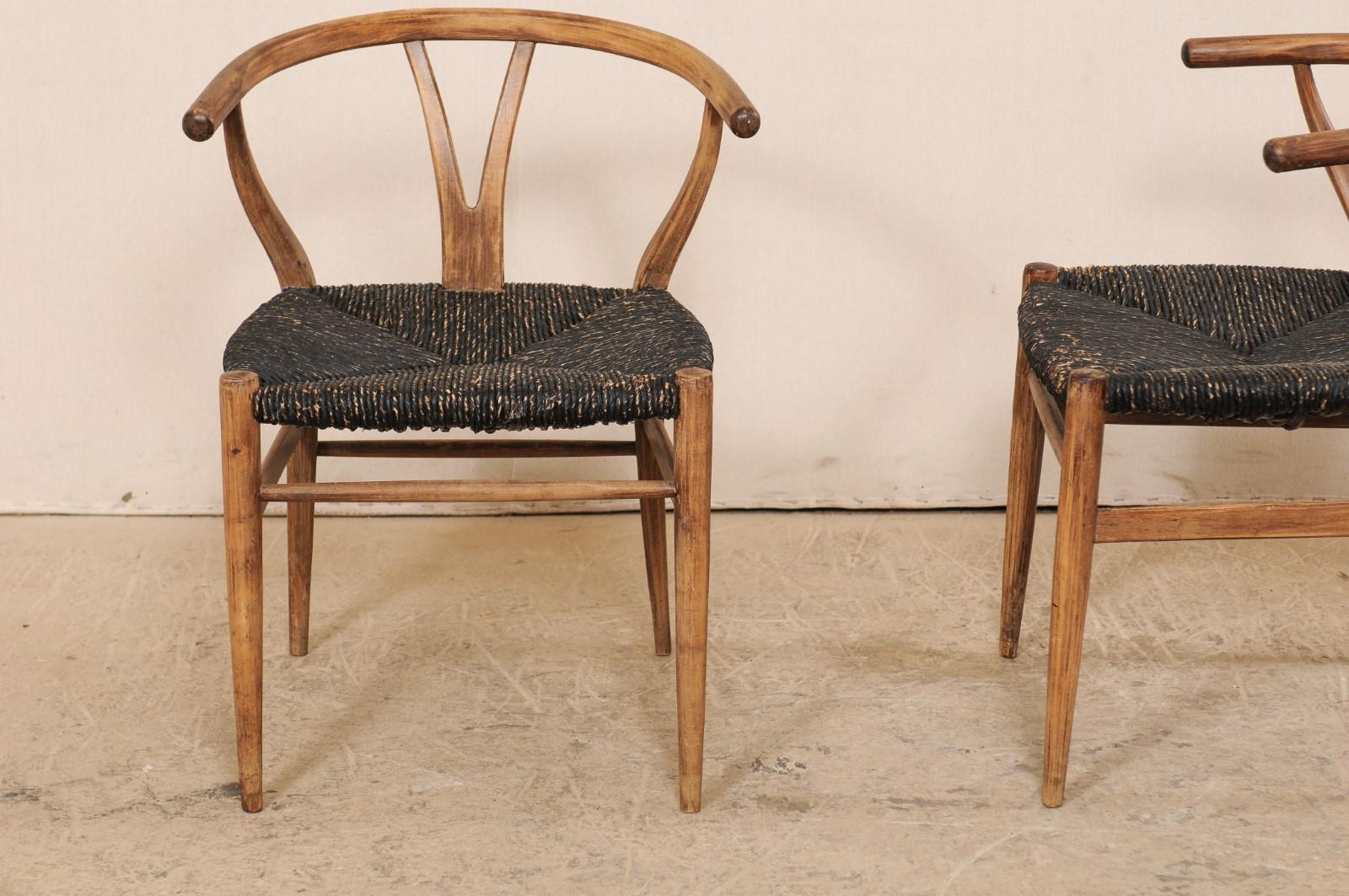 20th Century Pair of Midcentury Danish Wood and Raffia Occasional Chairs