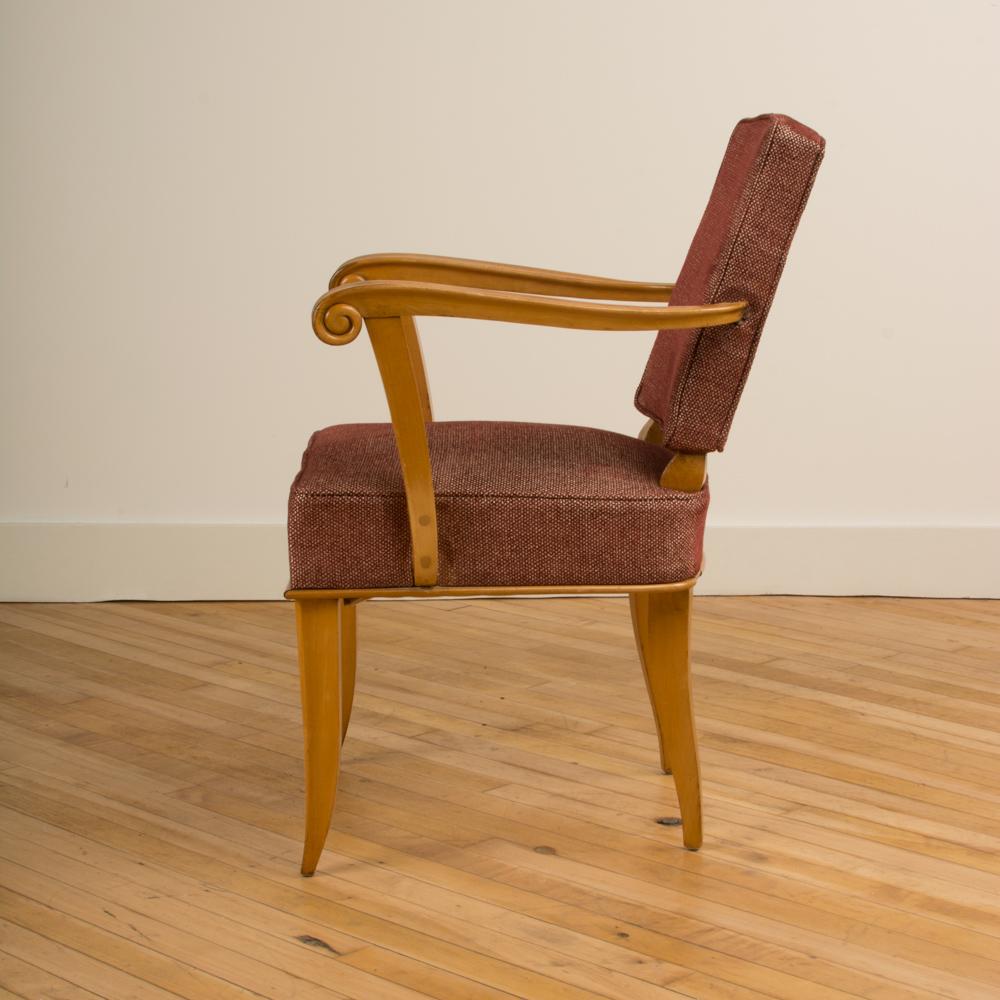 Mid-Century Modern Pair of Mid Century French Sycamore Armchairs in the Manner of Andre Arbus